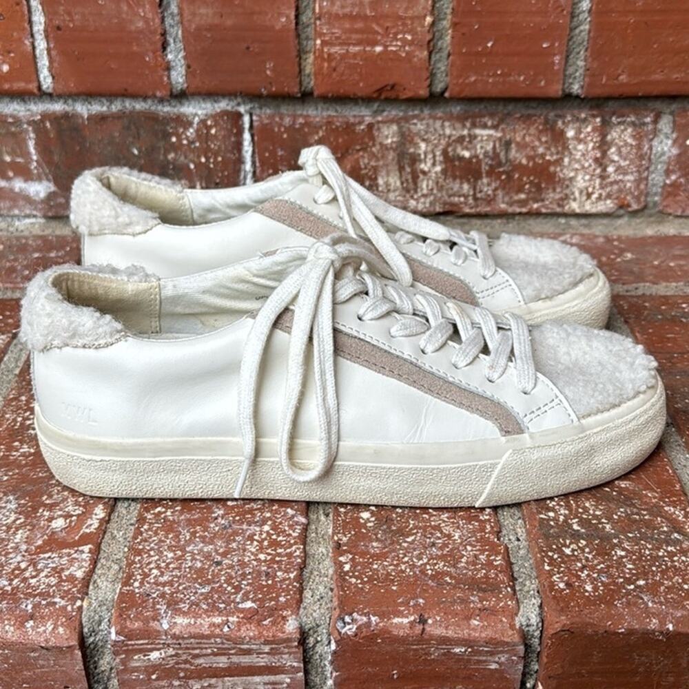 Madewell Sherpa Edition Sidewalk Low Top Sneakers Leather Women's 7 White Gray